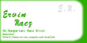 ervin macz business card